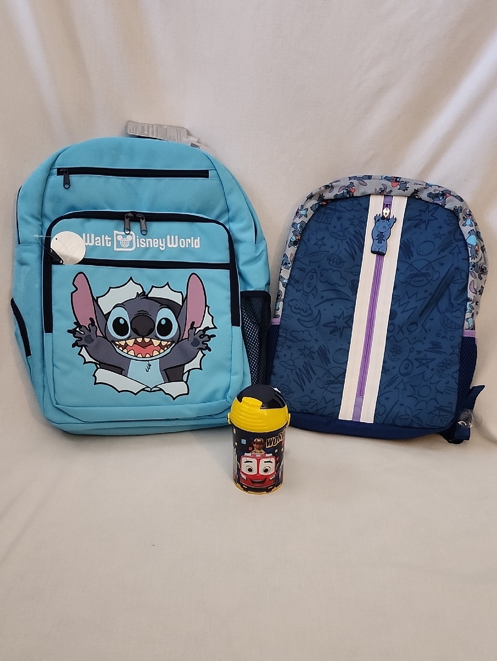 Set of  STITCH Bacpacks with Firebuds Travel Cup